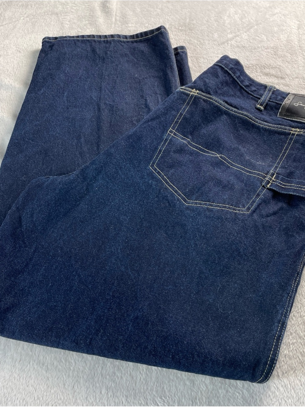 y2k Vintage Sean John Jeans Baggy Wide Leg 42X32 Cyber Punk Mall Goth Dark Wash